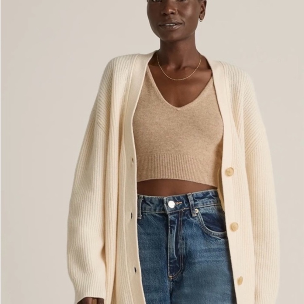 Quince Cream Button-Up Cardigan